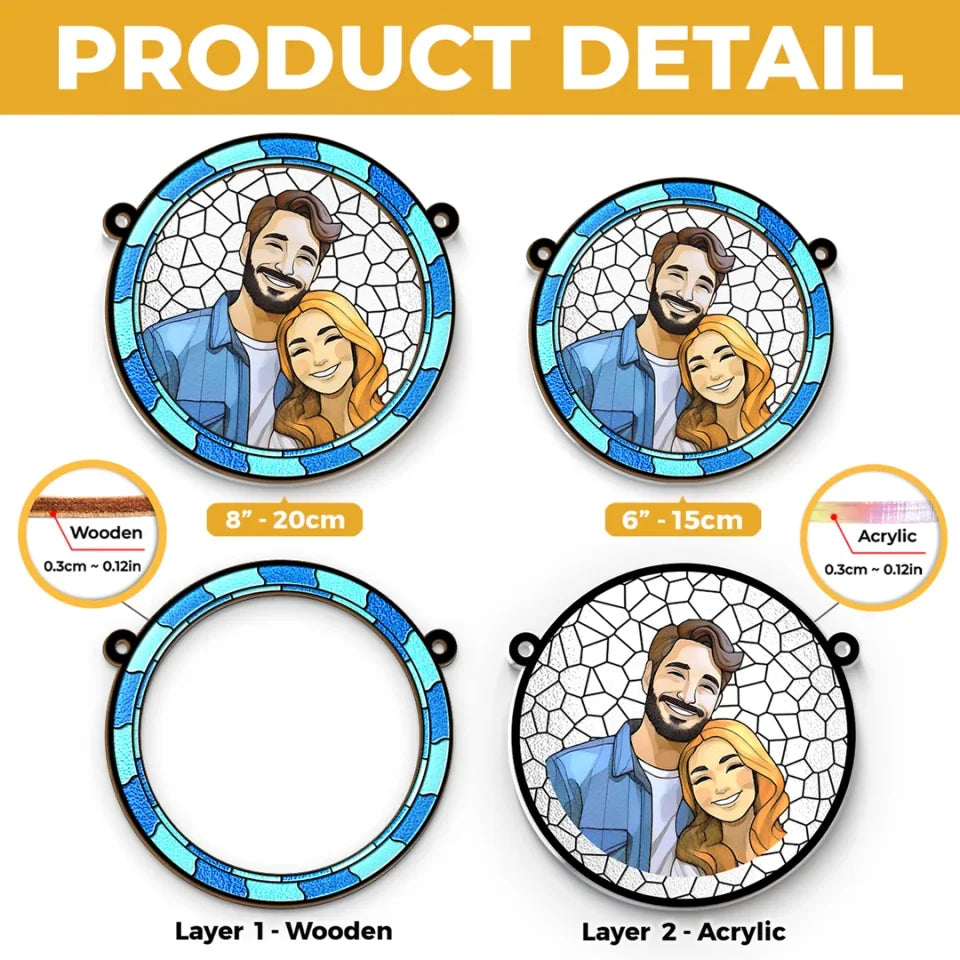 Custom Photo Forever With You - Couple Personalized Window Hanging Suncatcher Ornament - Gift For Husband Wife, Anniversary