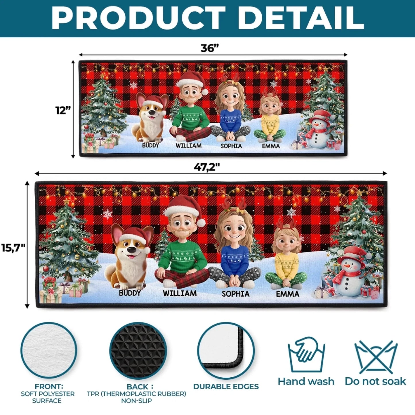 Custom Runner Rug - Personalized Christmas Birthday Gifts For Mom, Dad, Brother, Sister, Kids - Love Grows Stronger Together