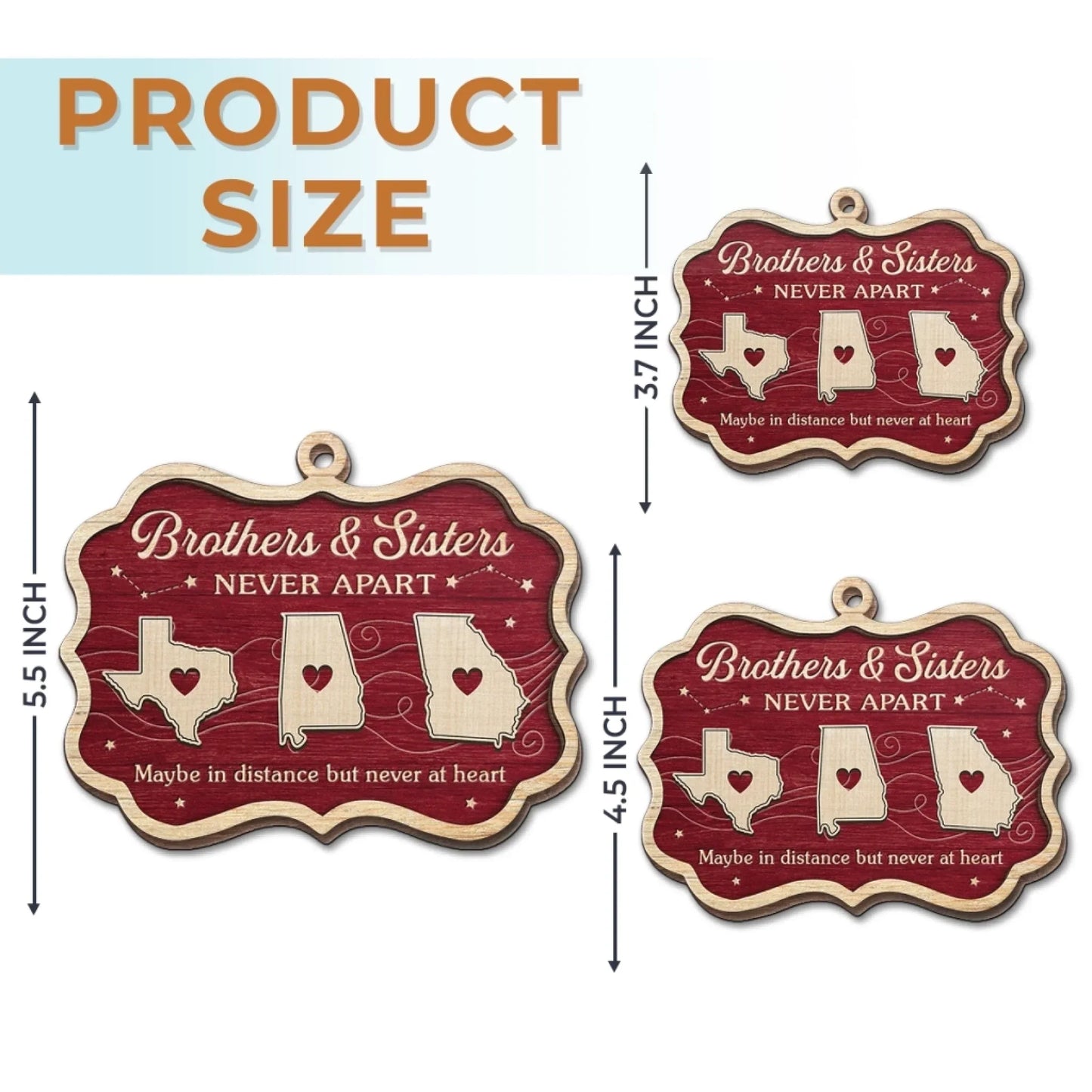 Custom Long Distance Wood Ornament - Personalized Christmas Birthday Gifts For Brother, Sister - Sibling Love Knows No Borders