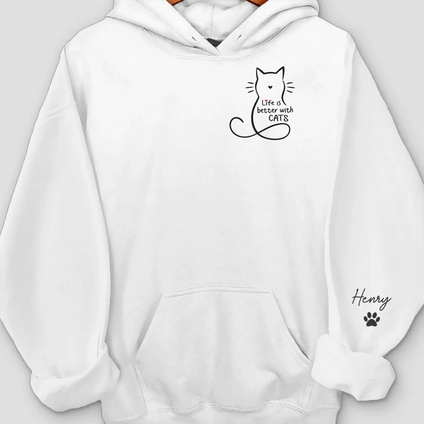 Custom Unisex Sweatshirt, Hoodie With Design On Sleeve - Personalized Christmas Birthday Gifts For Cat Lovers, Cat Mom And Dad - Home Smells Like Cat Fur