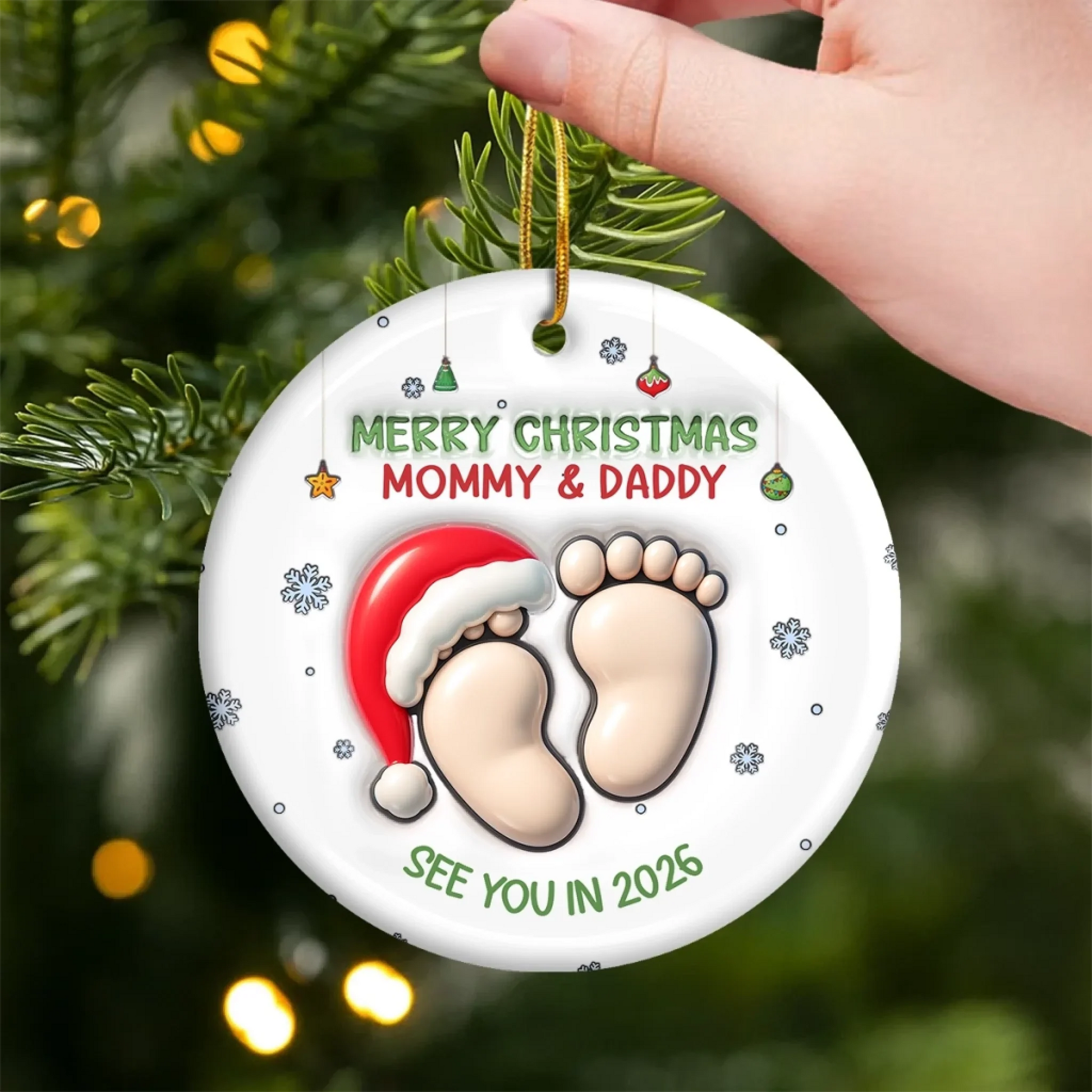 Custom Ceramic Ornament - Personalized Christmas Baby Shower, Gender Reveal Gifts For New Moms, New Dads, New Parents - Welcome To Your Little World