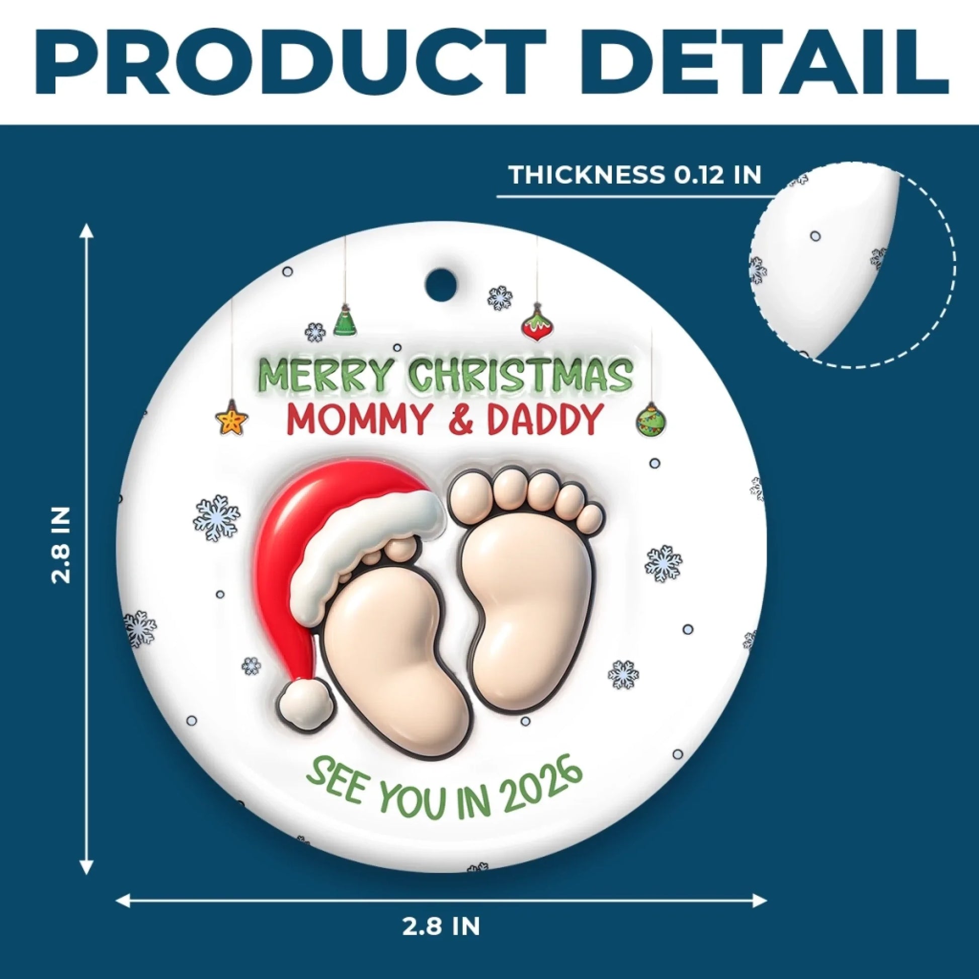 Custom Ceramic Ornament - Personalized Christmas Baby Shower, Gender Reveal Gifts For New Moms, New Dads, New Parents - Welcome To Your Little World