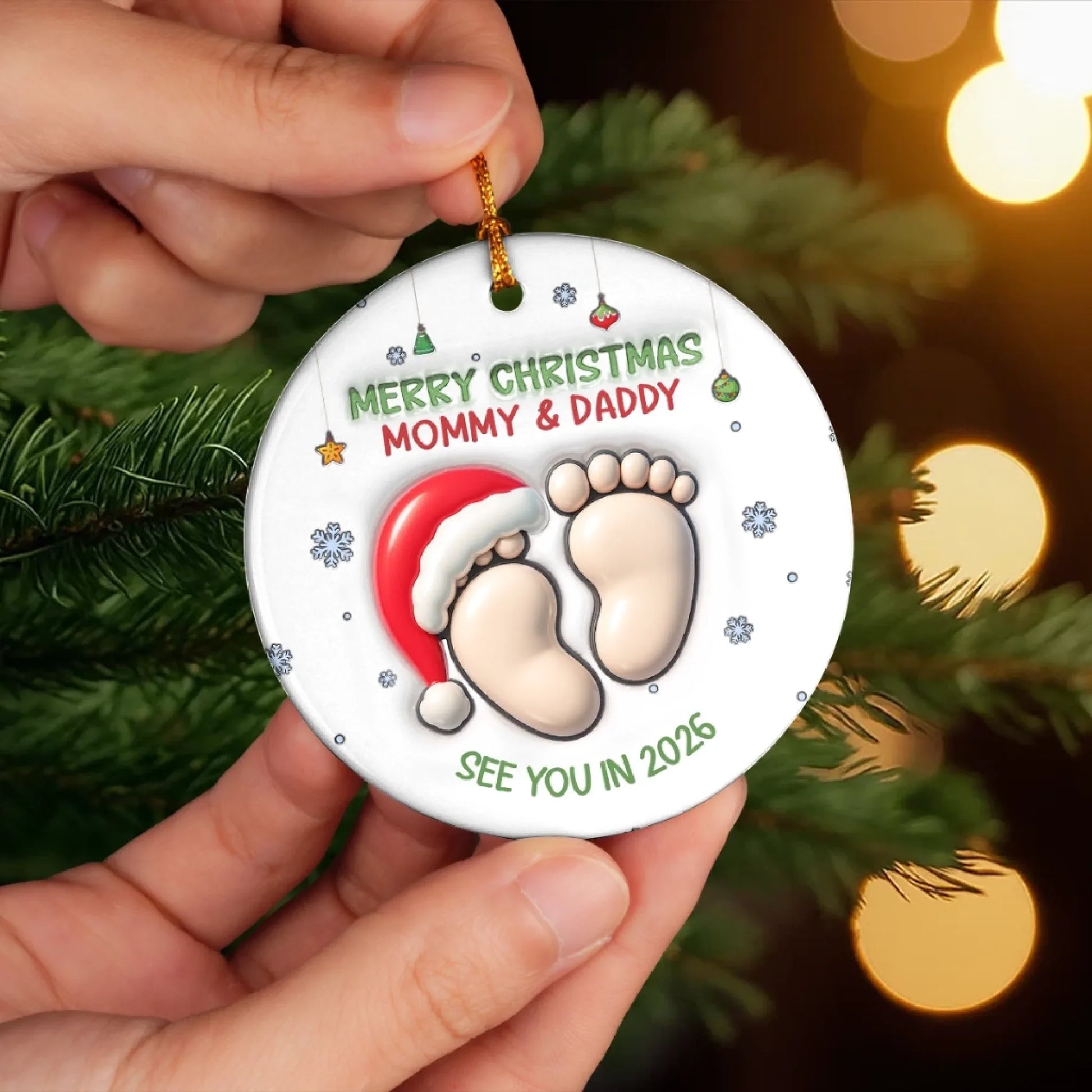 Custom Ceramic Ornament - Personalized Christmas Baby Shower, Gender Reveal Gifts For New Moms, New Dads, New Parents - Welcome To Your Little World