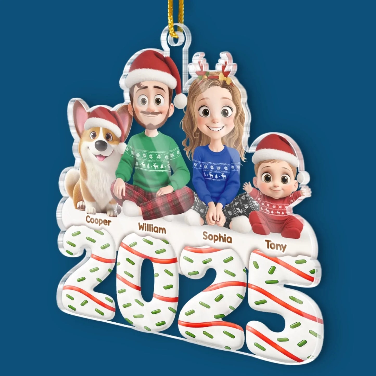 Custom Acrylic Ornament - Personalized Christmas Birthday Gifts For Family, Dog Cat Lovers - Happiness Baked Into Every Moment