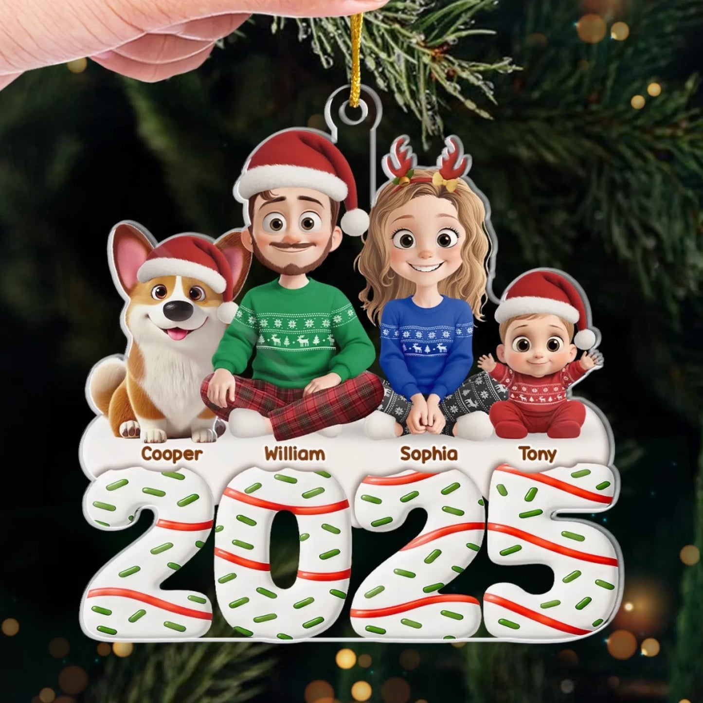 Custom Acrylic Ornament - Personalized Christmas Birthday Gifts For Family, Dog Cat Lovers - Happiness Baked Into Every Moment