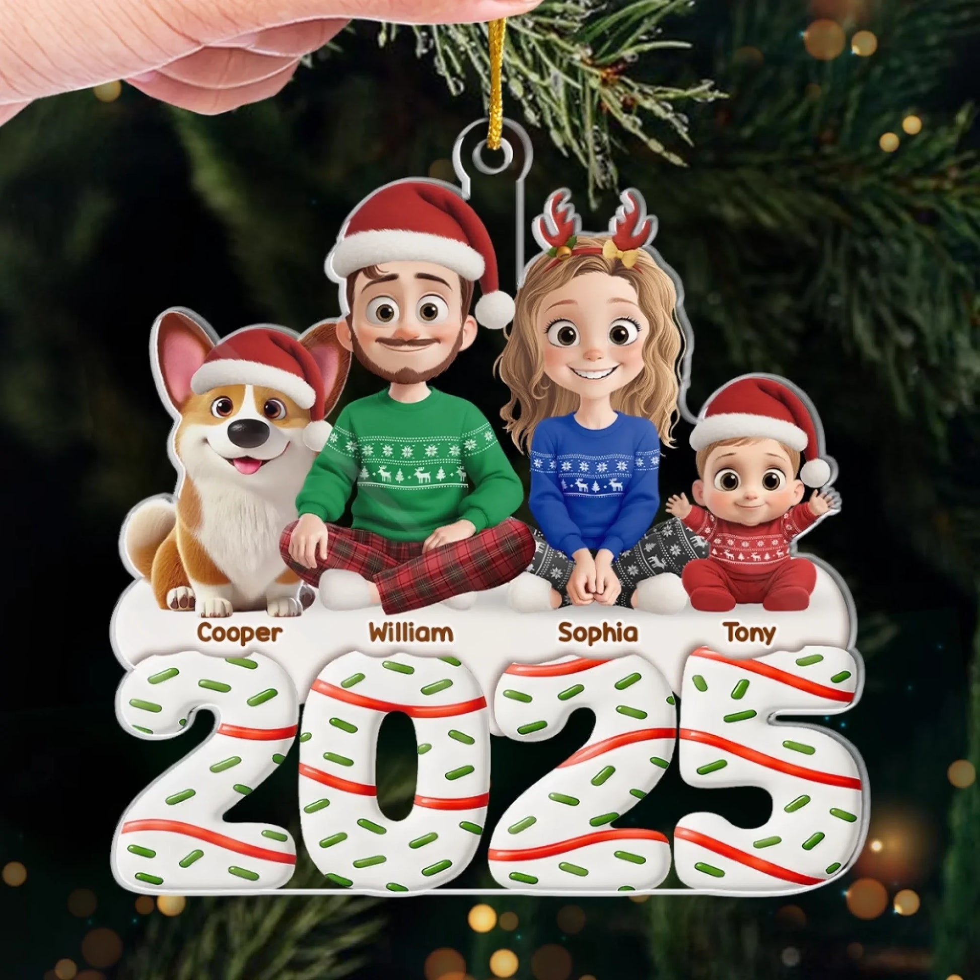 Custom Acrylic Ornament - Personalized Christmas Birthday Gifts For Family, Dog Cat Lovers - Happiness Baked Into Every Moment
