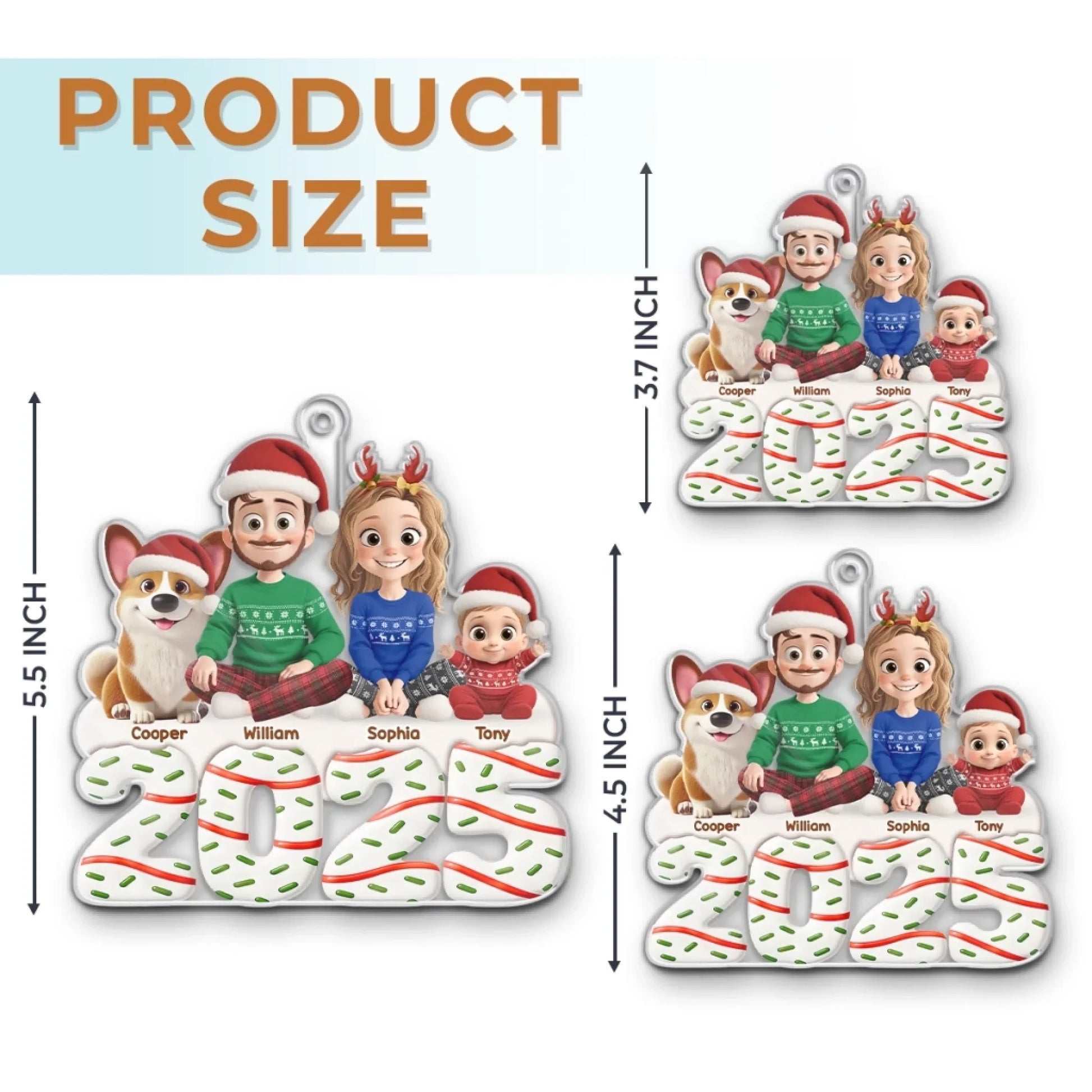 Custom Acrylic Ornament - Personalized Christmas Birthday Gifts For Family, Dog Cat Lovers - Happiness Baked Into Every Moment