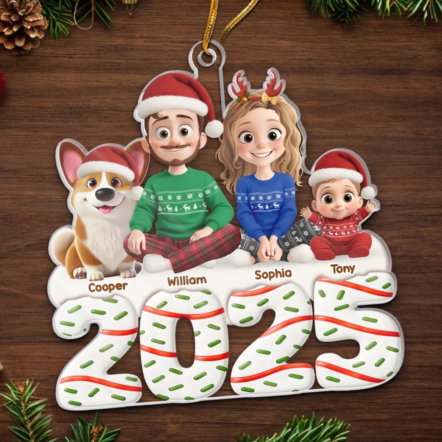 Custom Acrylic Ornament - Personalized Christmas Birthday Gifts For Family, Dog Cat Lovers - Happiness Baked Into Every Moment