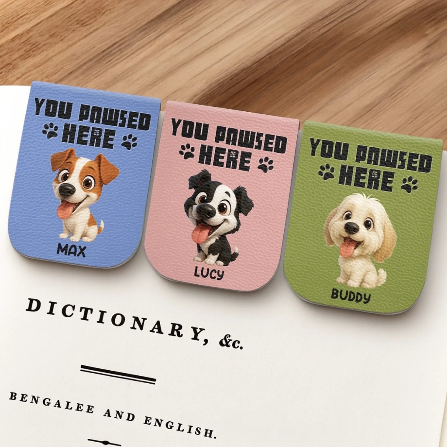 Custom Leather Magnetic Bookmark - Personalized  Bookish Gifts For Book Lovers, Bookworms, Dog Cat Lovers, Dog Dad And Mom, Cat Owners - Reading Is Better With Paws