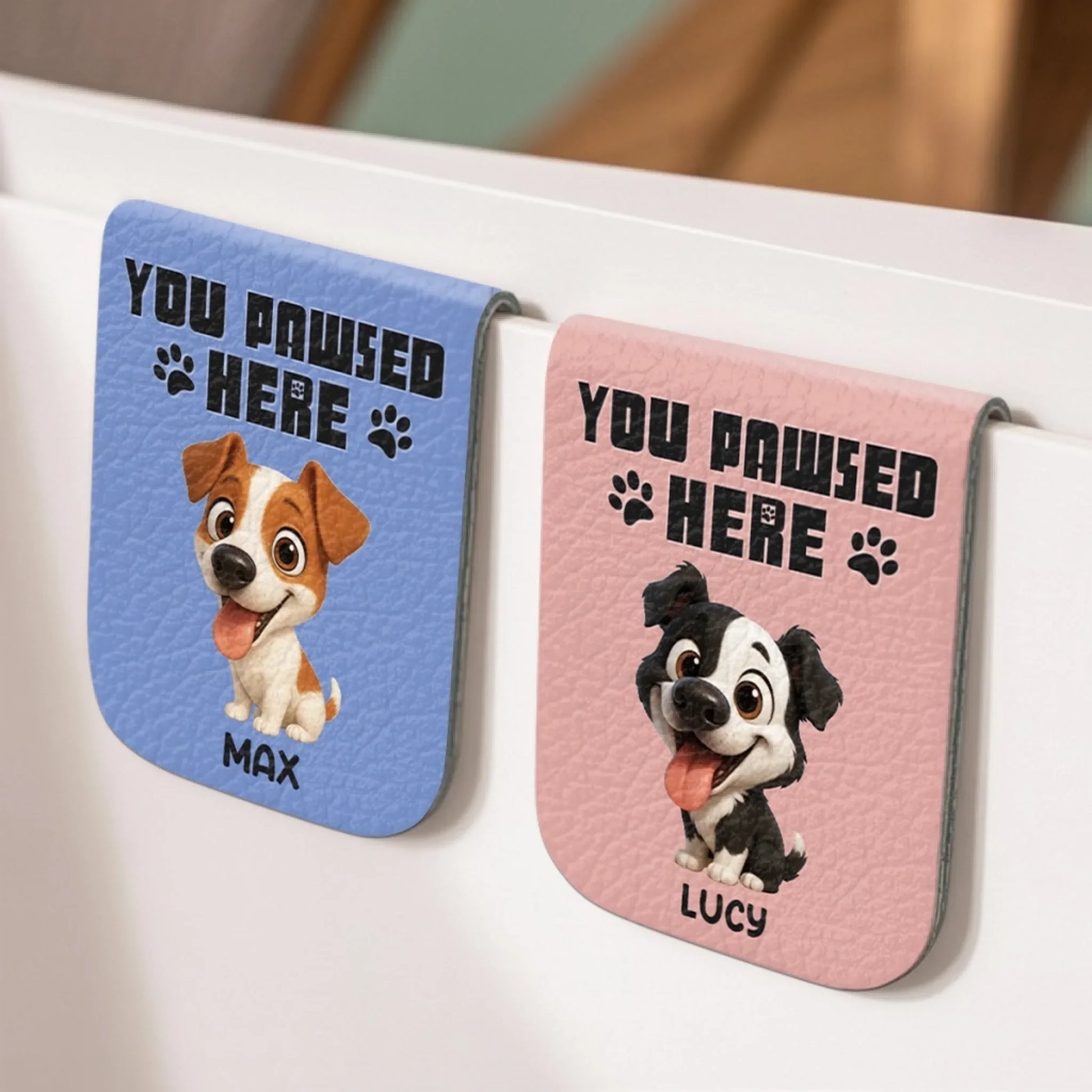 Custom Leather Magnetic Bookmark - Personalized  Bookish Gifts For Book Lovers, Bookworms, Dog Cat Lovers, Dog Dad And Mom, Cat Owners - Reading Is Better With Paws