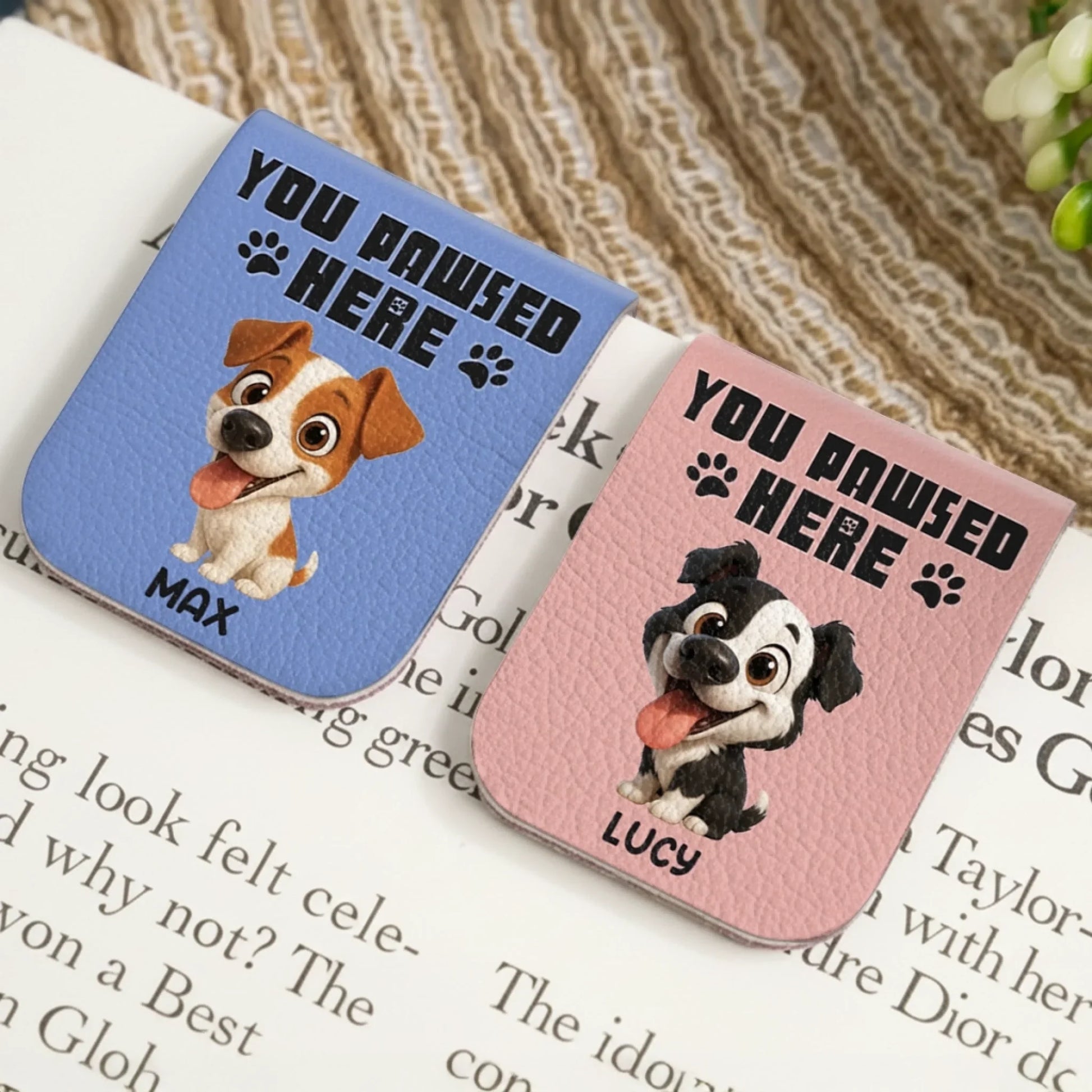 Custom Leather Magnetic Bookmark - Personalized  Bookish Gifts For Book Lovers, Bookworms, Dog Cat Lovers, Dog Dad And Mom, Cat Owners - Reading Is Better With Paws