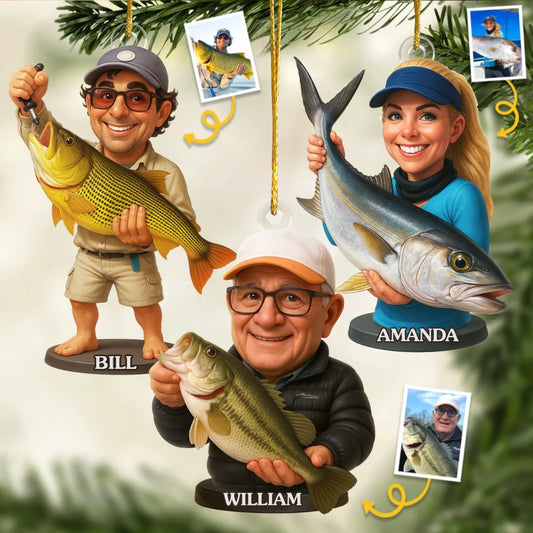 Custom Photo Acrylic Ornament - Personalized Christmas Birthday Fishing Gifts For Fisherman - Hooked On Happiness