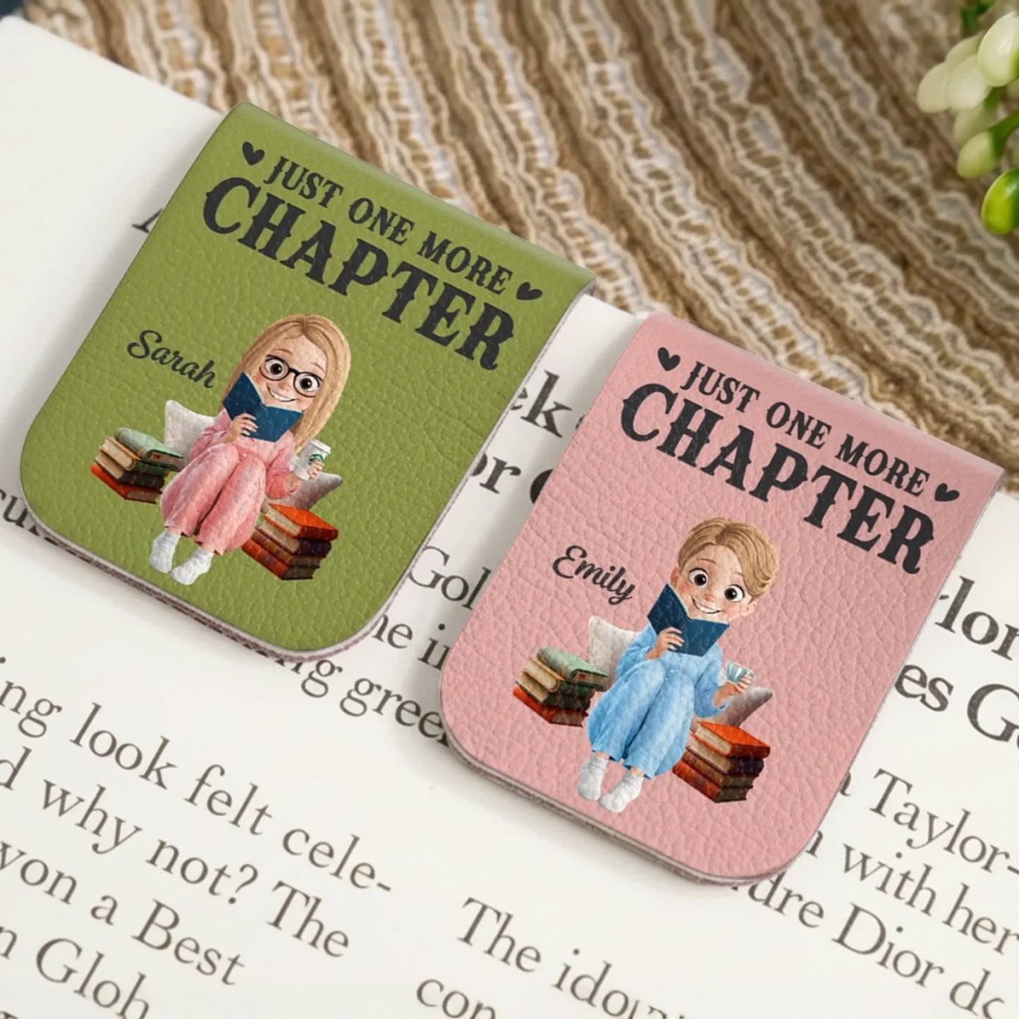 Custom Leather Magnetic Bookmark - Personalized  Bookish Gifts For Book Lovers, Bookworms, Readers - One More Page Always