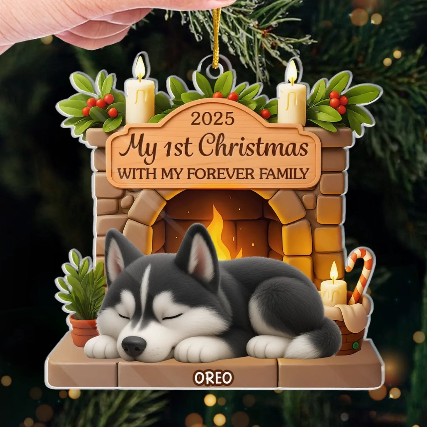 Custom First Christmas Acrylic Ornament - Personalized Christmas Birthday Gifts For Dog Lovers, Dog Dad And Mom - Pawsitively Loved This Christmas