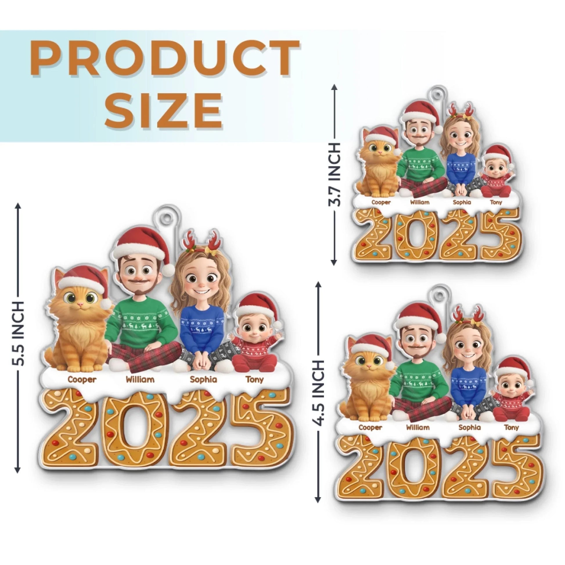 Custom Acrylic Ornament - Personalized Christmas Birthday Gifts For Family, Dog Cat Lovers - Gingerbread Dreams, Family Themes