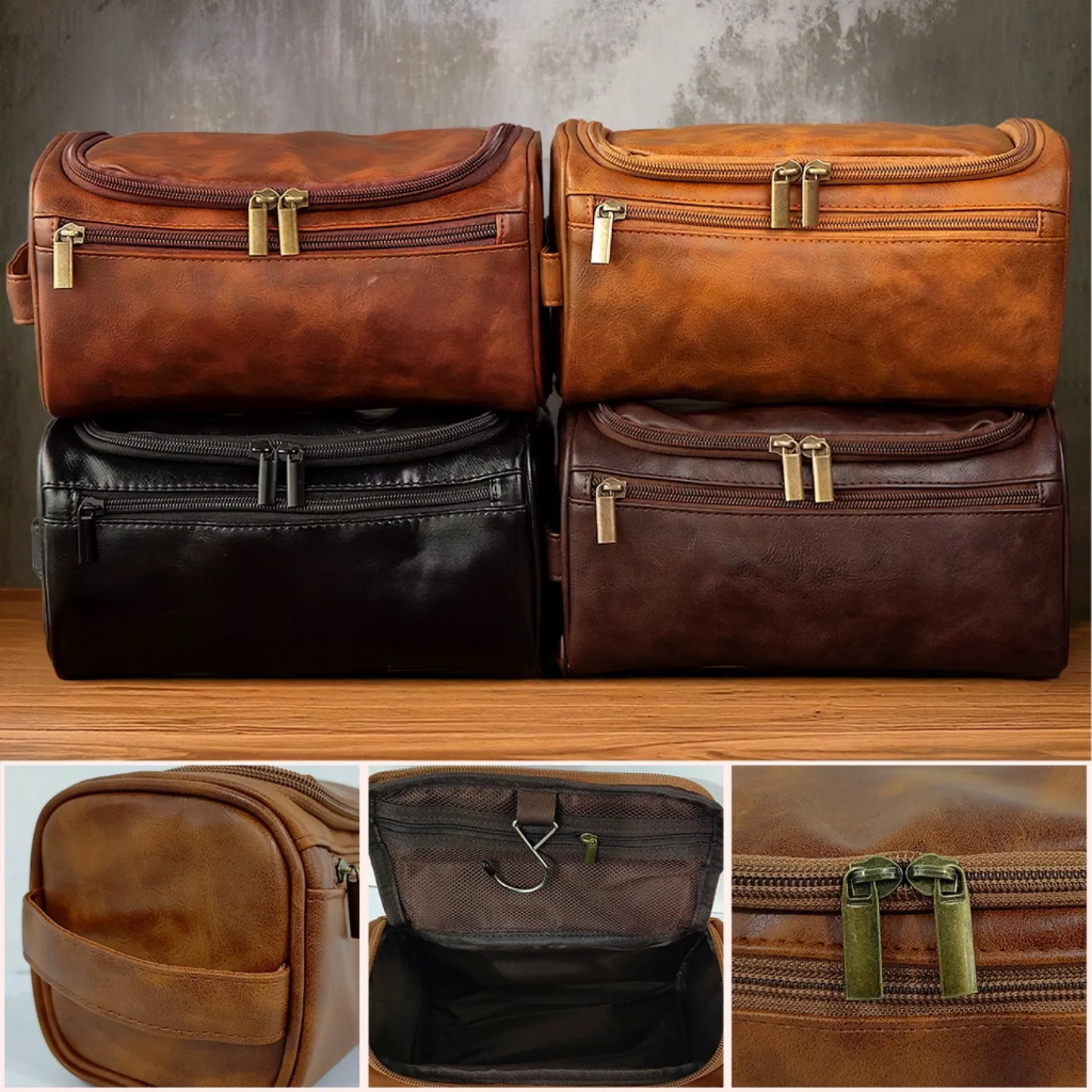 Custom Engraved Leather Toiletry Bag - Personalized Birthday Gifts For Dad, Brother, Grandpa, Husband - For The Man Who’s Always On The Move