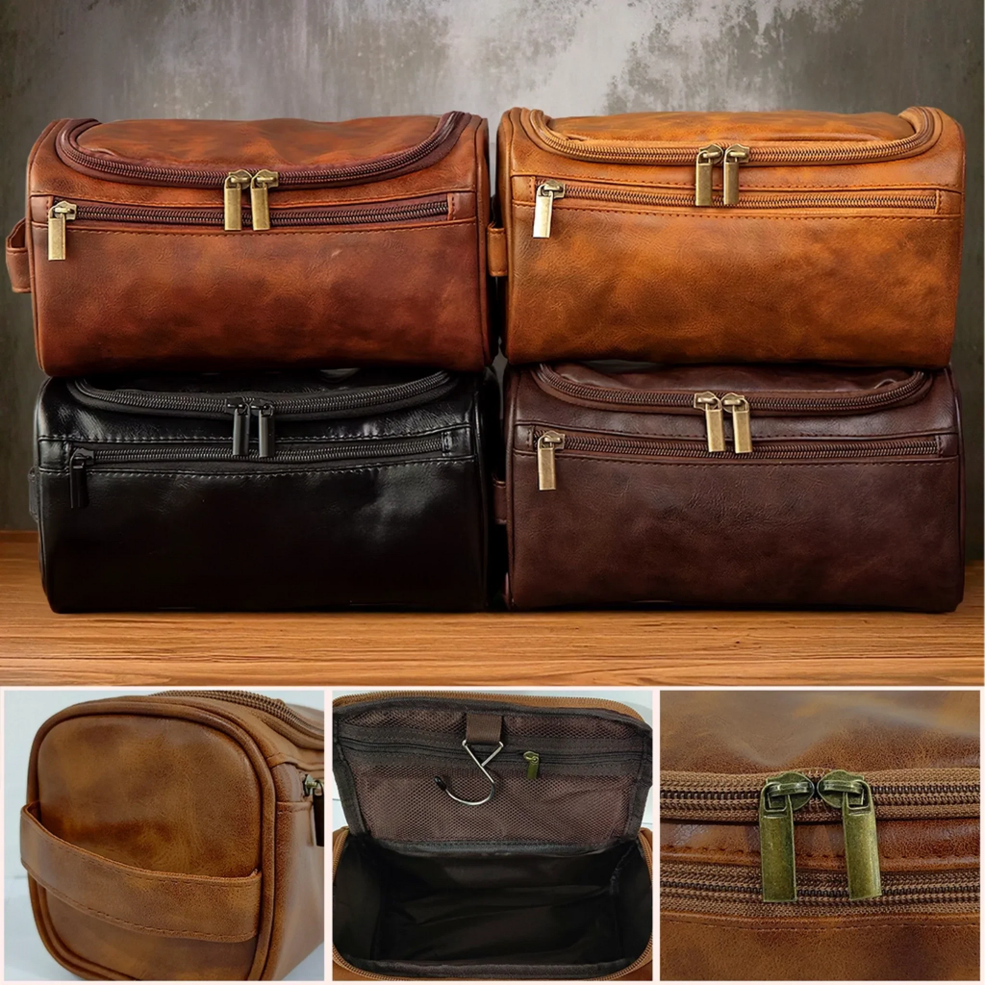 Custom Engraved Leather Toiletry Bag - Personalized Birthday Gifts For Dad, Brother, Grandpa, Husband - For The Man Who’s Always On The Move