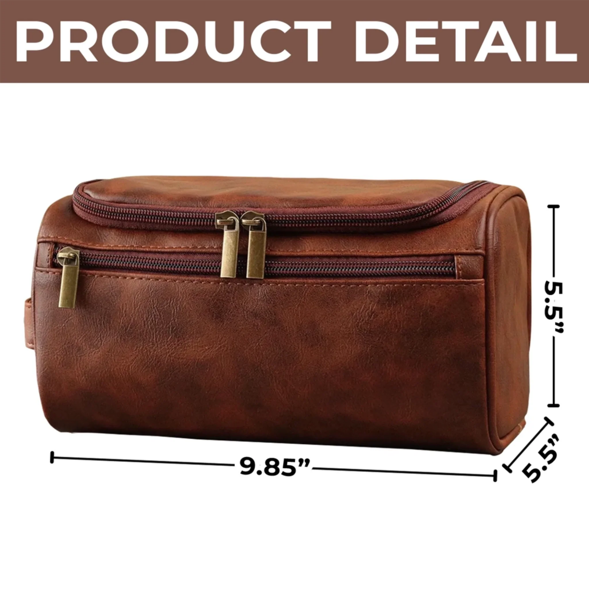 Custom Engraved Leather Toiletry Bag - Personalized Birthday Gifts For Dad, Brother, Grandpa, Husband - For The Man Who’s Always On The Move
