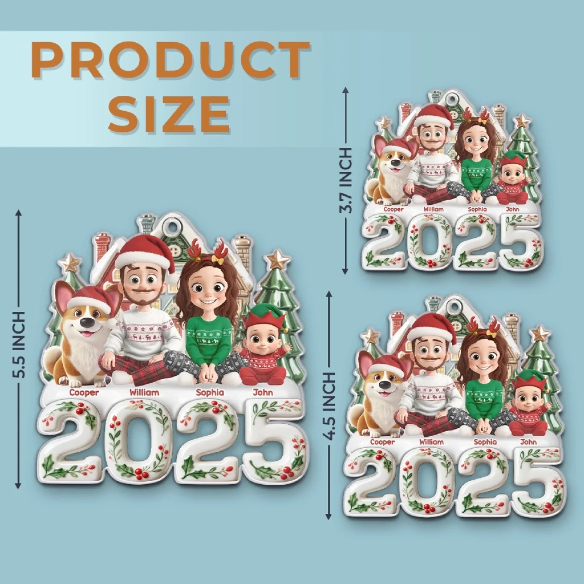 Custom Acrylic Ornament - Personalized Christmas Birthday Gifts For Family, Dog Cat Lovers - Our Happy Place, Right Here