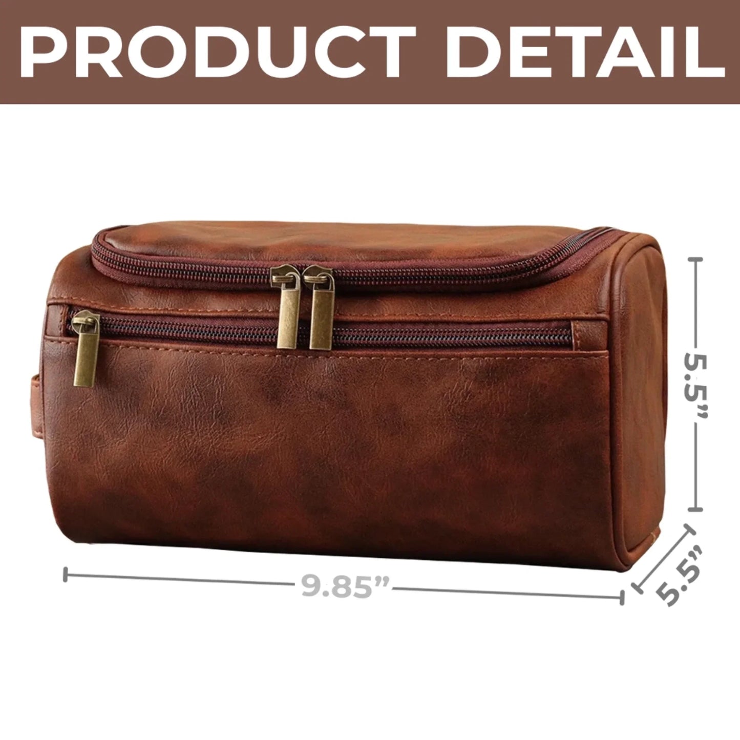 Custom Engraved Leather Toiletry Bag - Personalized Birthday Gifts For Dad, Brother, Grandpa, Husband - Built For Every Path