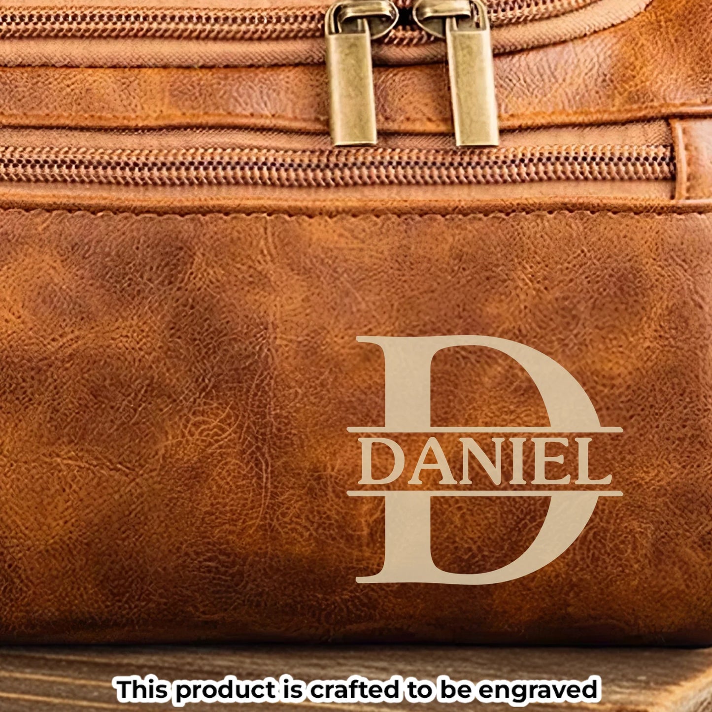 Custom Engraved Leather Toiletry Bag - Personalized Birthday Gifts For Dad, Brother, Grandpa, Husband - For The Man Who’s Always On The Move