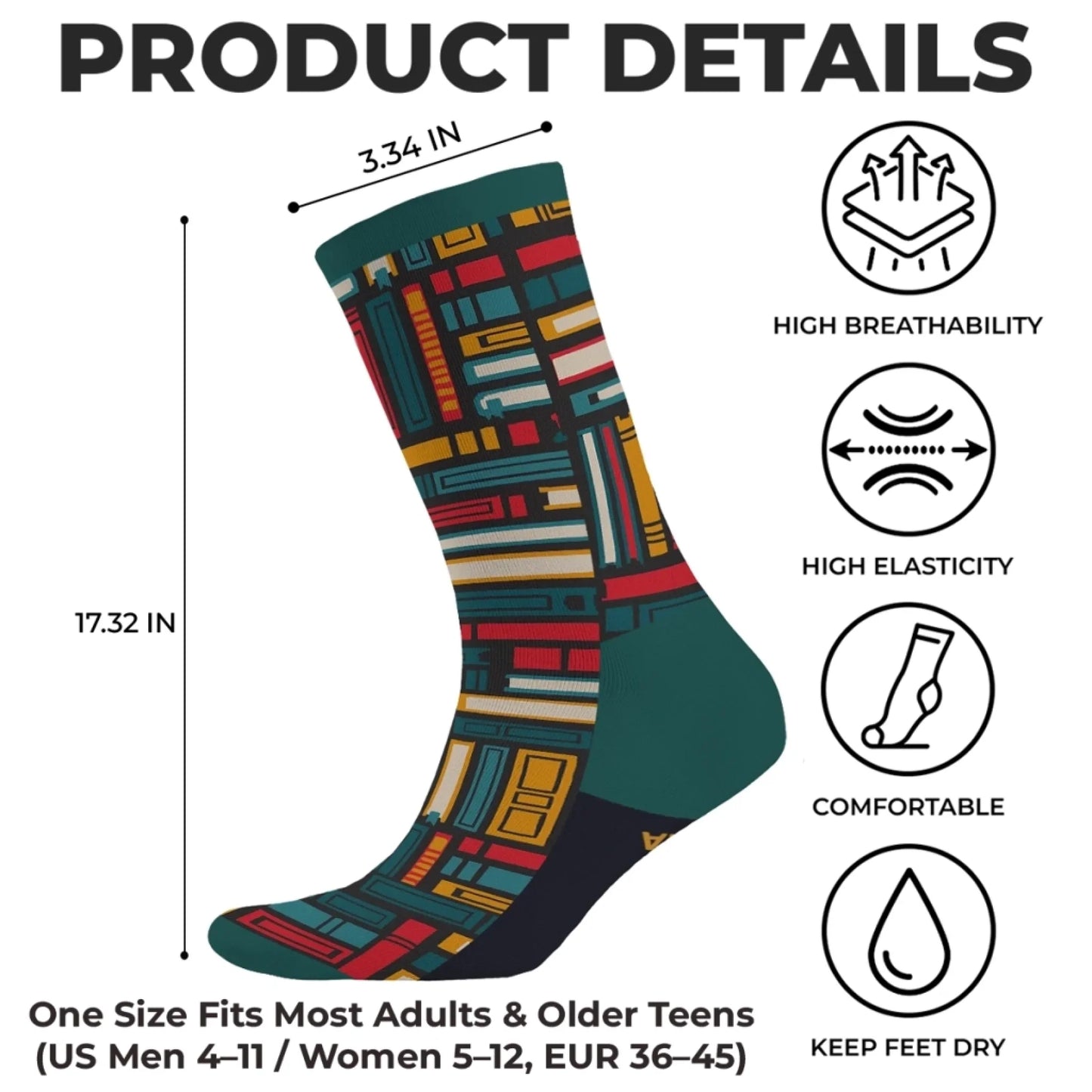 Custom Crew Socks - Personalized Bookish Gifts For Book Lovers, Bookworms, Readers - Keeping Up With My Reading Game