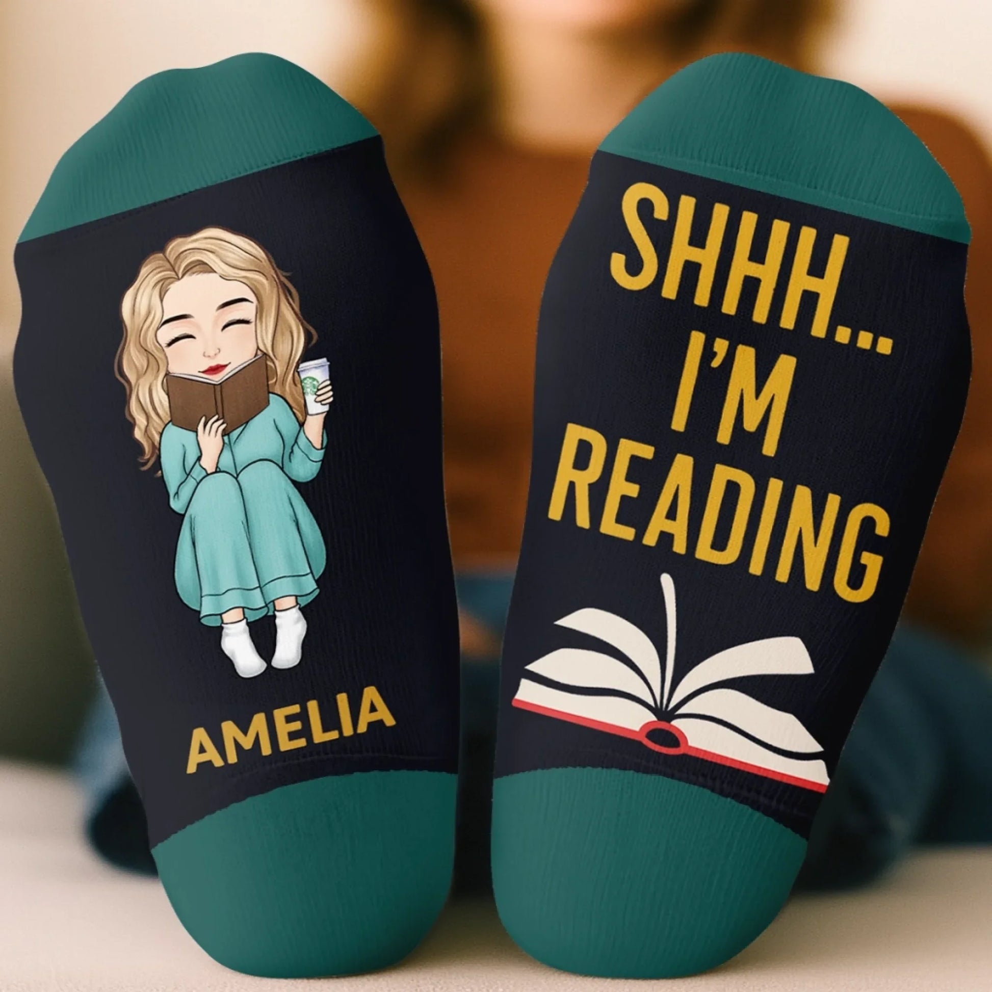 Custom Crew Socks - Personalized Bookish Gifts For Book Lovers, Bookworms, Readers - Keeping Up With My Reading Game