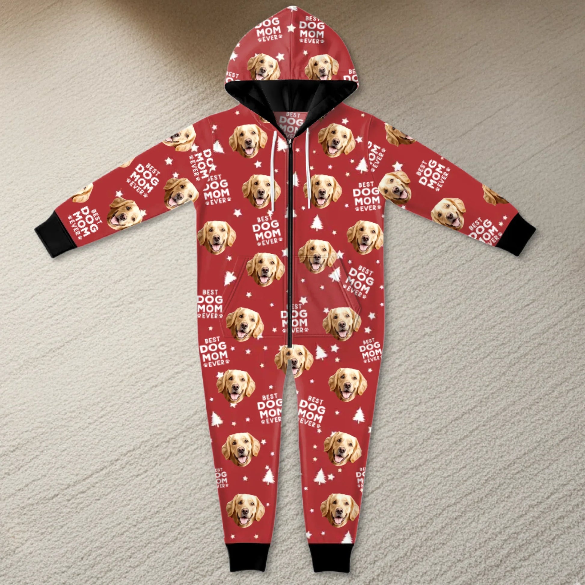 Custom Photo Adult Onesie - Personalized Christmas Birthday Gifts For Dog Cat Lovers, Dog Dad And Mom, Cat Owners - Best Dog Mom Vibes Only