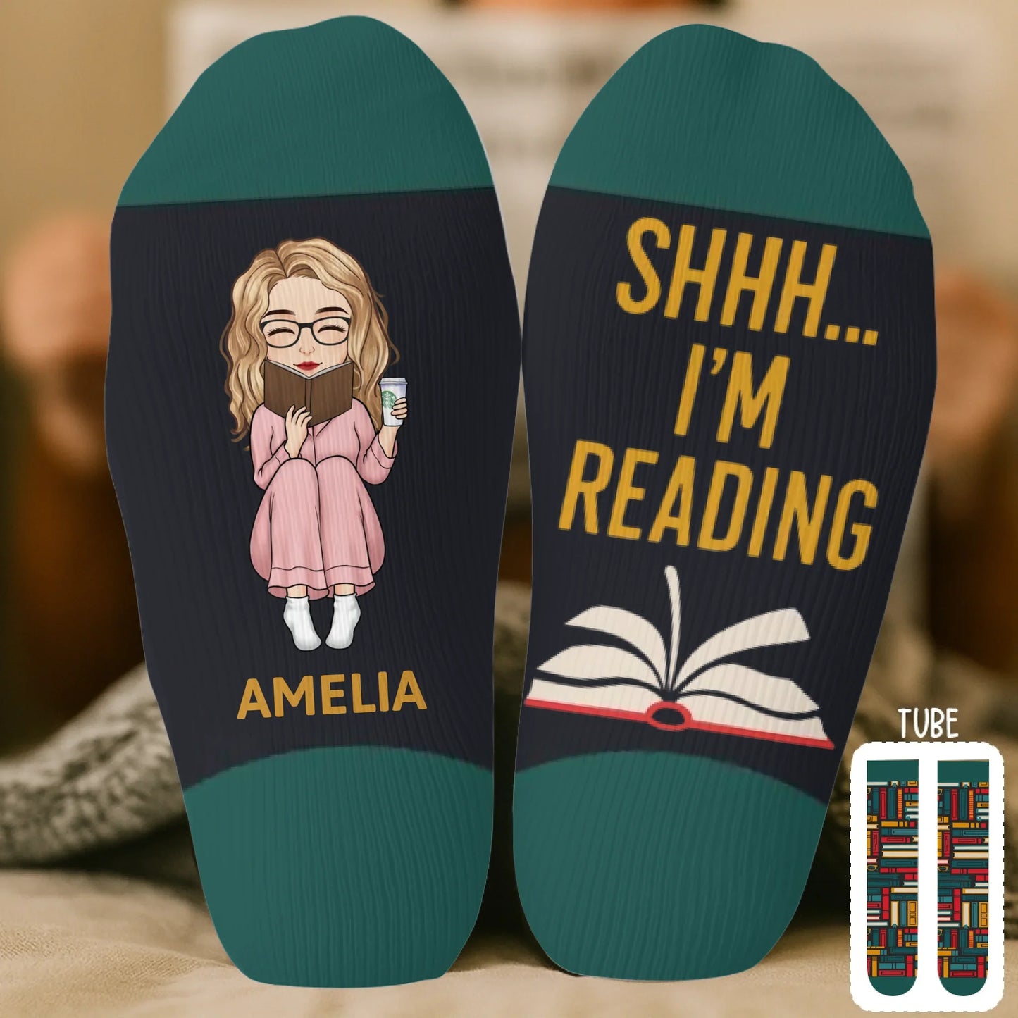 Custom Crew Socks - Personalized Bookish Gifts For Book Lovers, Bookworms, Readers - Keeping Up With My Reading Game