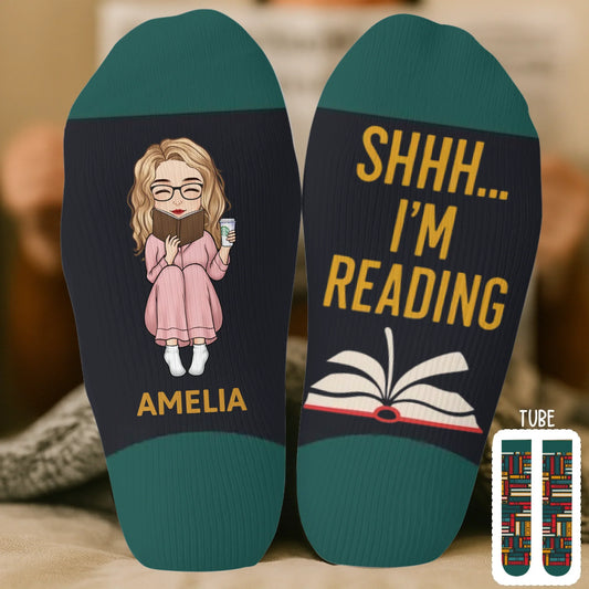 Custom Crew Socks - Personalized Bookish Gifts For Book Lovers, Bookworms, Readers - Keeping Up With My Reading Game