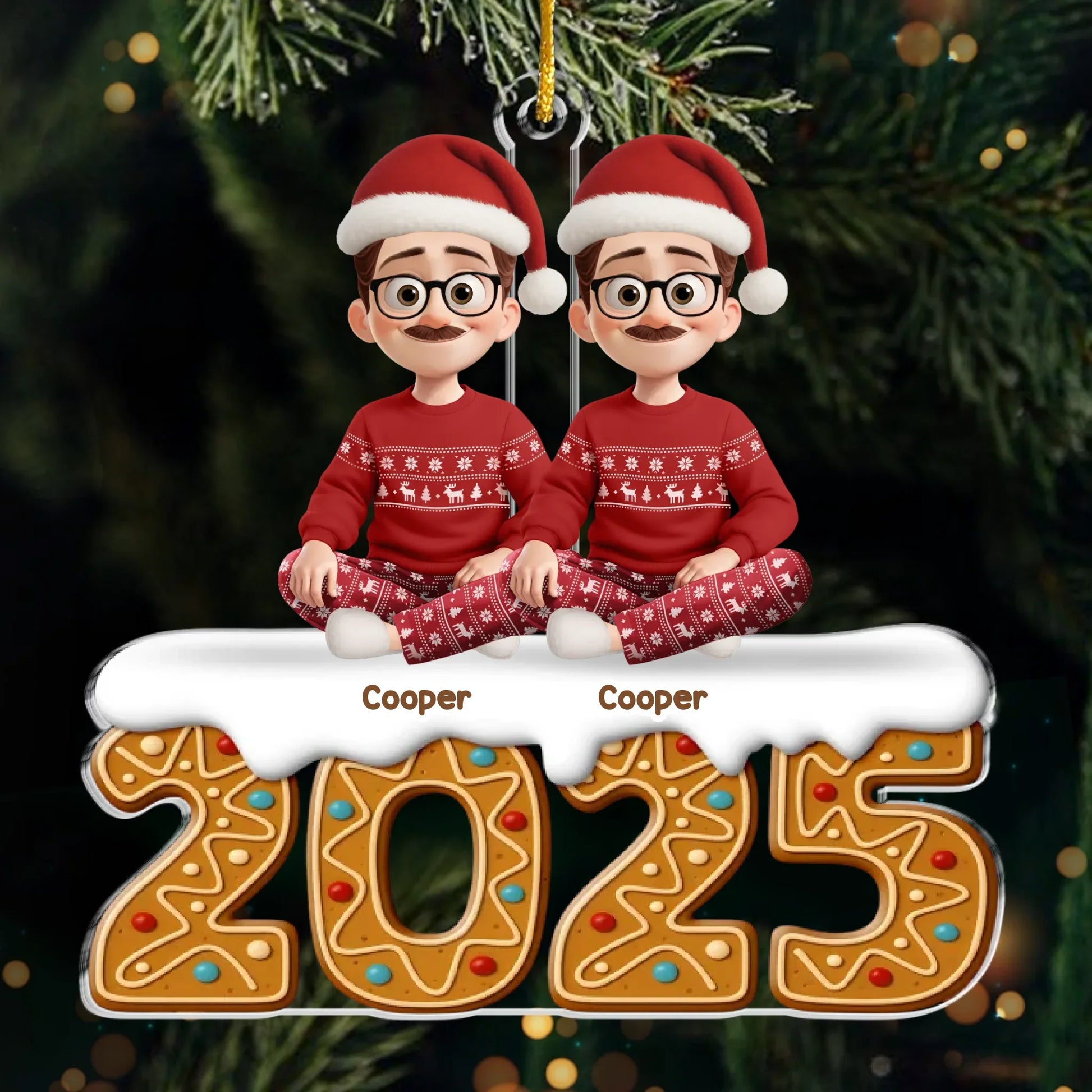 Custom Acrylic Ornament - Personalized Christmas Birthday Gifts For Family, Dog Cat Lovers - Gingerbread Dreams, Family Themes