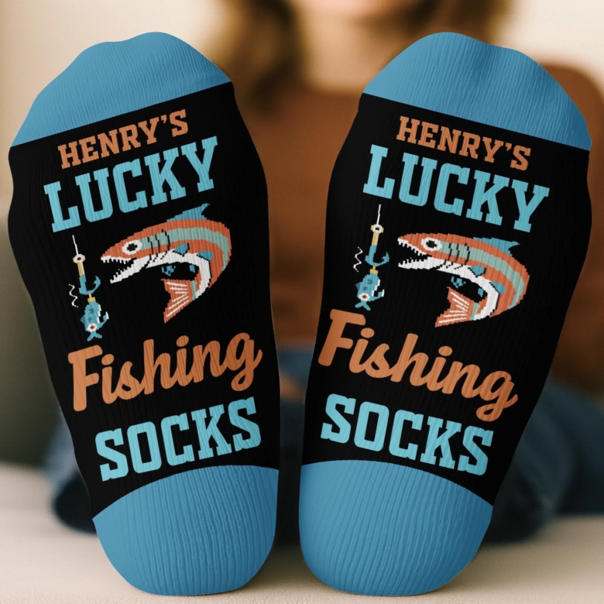 Custom Crew Socks - Personalized Christmas Birthday Fishing Gifts For Fisherman - Walk Like A Lucky Angler