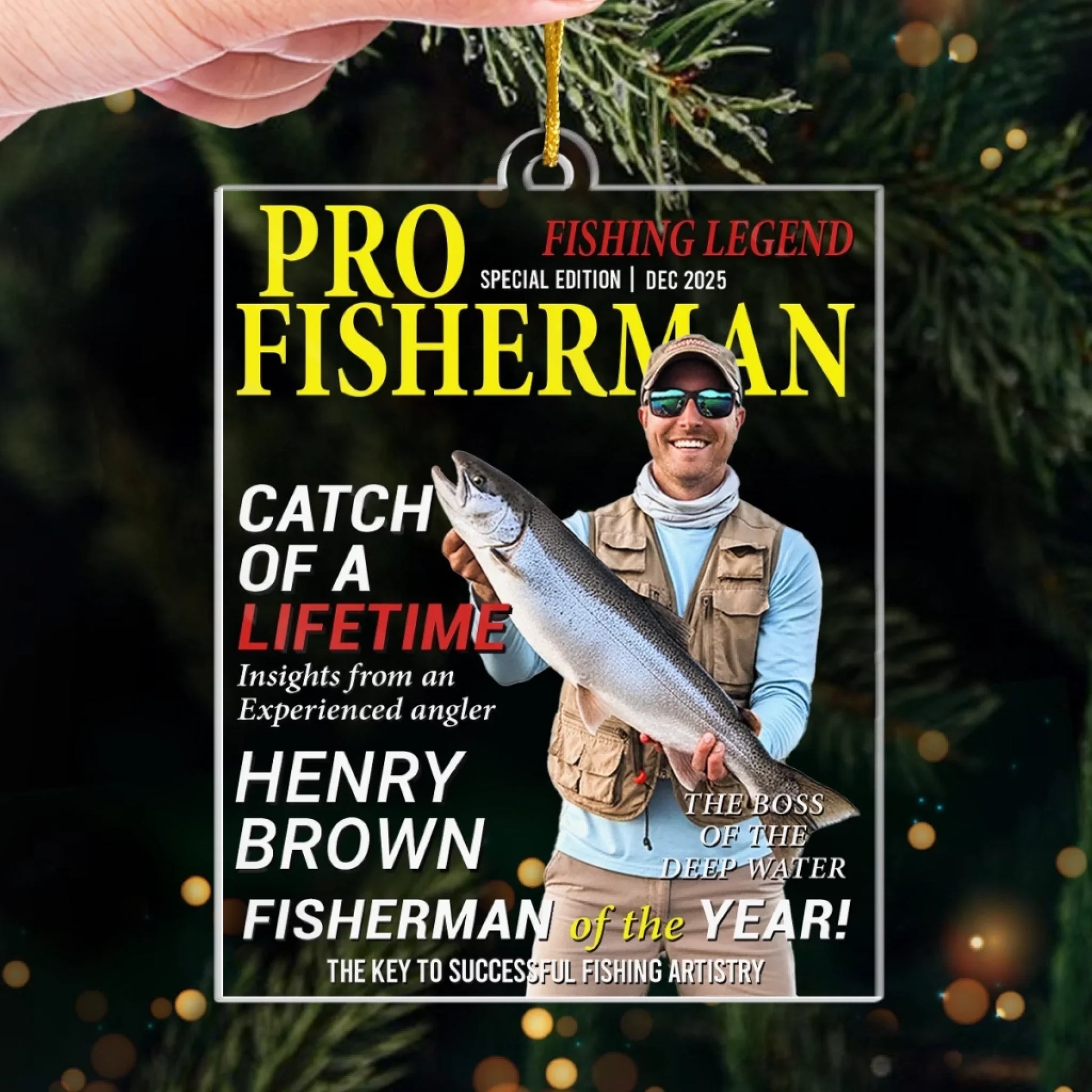 Custom Photo Acrylic Ornament - Personalized Christmas Birthday Fishing Gifts For Fisherman - Hooked On Greatness