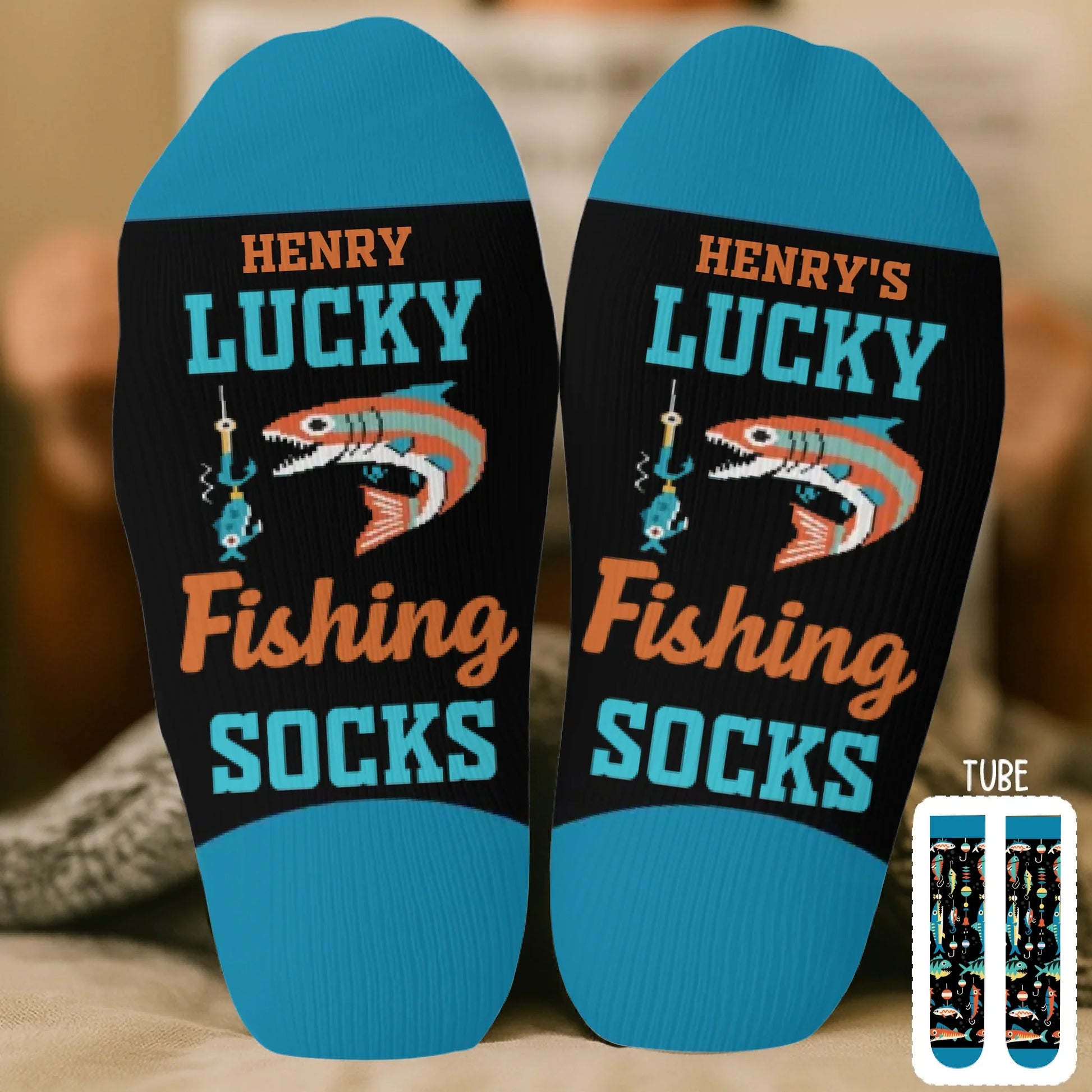 Custom Crew Socks - Personalized Christmas Birthday Fishing Gifts For Fisherman - Walk Like A Lucky Angler