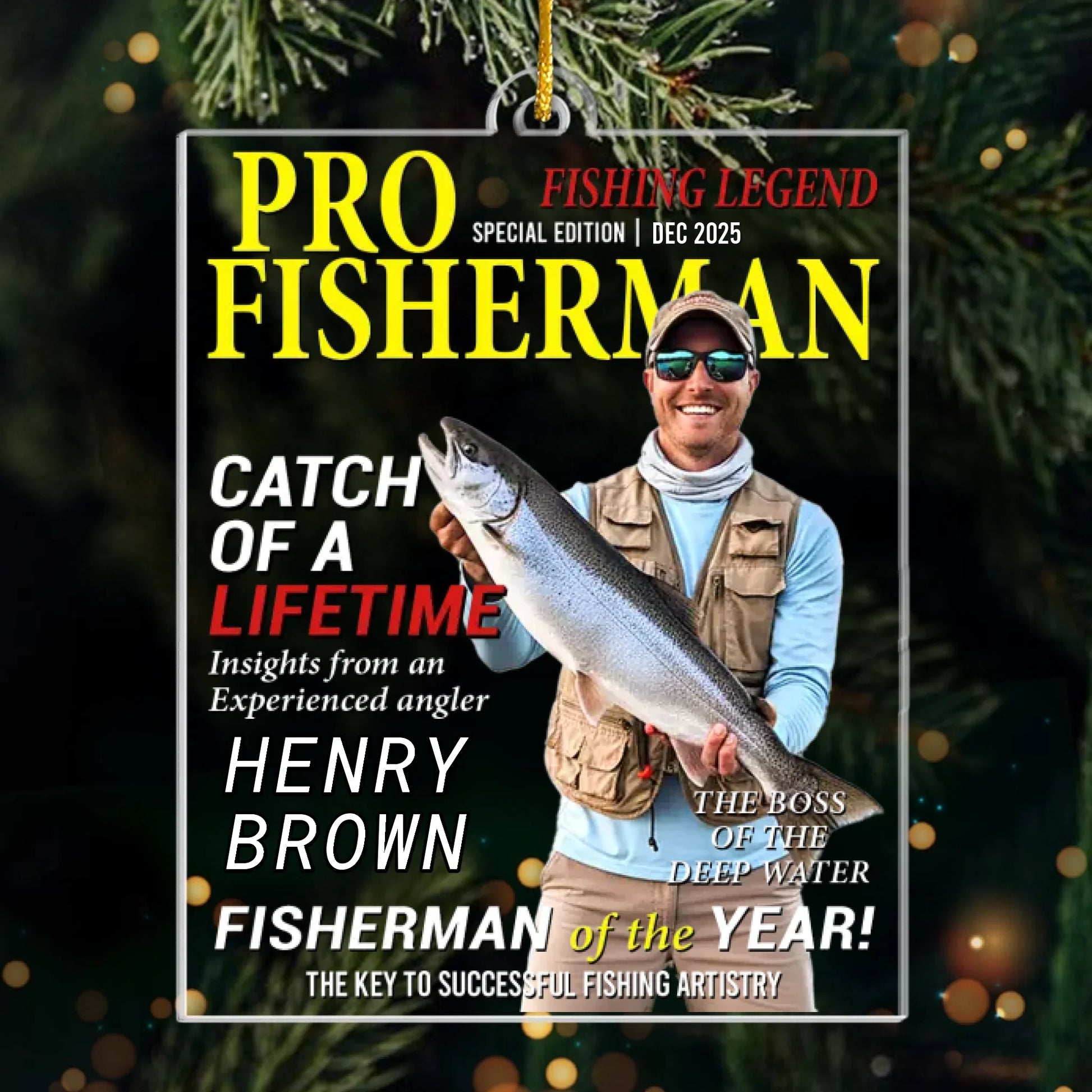 Custom Photo Acrylic Ornament - Personalized Christmas Birthday Fishing Gifts For Fisherman - Hooked On Greatness
